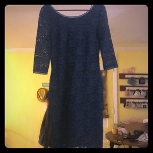 Eliza J Sheath Dark Green Lace Cocktail Dress